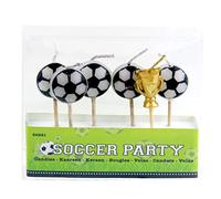 6 mini bougies * Boules de football + Pokal * sur support en bois pour fête et cérémonie