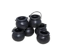 6 mini chaudrons en plastique noir - ptitclown 38170