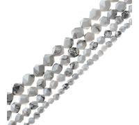 6 mm 8 mm 10 mm 12 mm AAA Grade Perles facettes Perles de pierre naturelle DIY précieuse Courroie brins Perles pour fabrication de bijoux perles Semi 8MM White Howlite