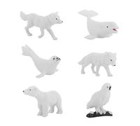 6 Modèles D'Animaux Simulés, Jouets Pour Bébés, Animaux Sauvages, Ours Polaire, Poulpes Blanches, Décorations D'Animaux Faites À La Main