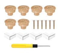 6 Morceaux De Poignée Tressée Avec Vis, 1 Morceau De Tournevis Et 4 Morceaux D'Angles Anti-Collision, Accessoires De Meubles, Décoration De La Maison, Adaptée Aux Portes, Tiroirs Et Armoires.