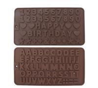 6 moules à lettres en silicone, moules à chiffres en chocolat réutilisables pour les décorations de gâteaux d'anniversaire, fêtes
