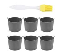 6 Moules À Œufs Pochés, 1 Pinceau À Huile, Coquetier, Cuiseur À Œufs En Silicone, Moule À Anneaux, Coquetier
