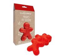 SCRAP COOKING - Coffret 6 Moules en Silicone Bonhommes Pain d’Épices - Kit Pâtisserie pour Gâteaux de Noël Ginger - Moules Individuels Souples - Aptes Four & Lave-Vaisselle - Cadeau Cuisine - 2911