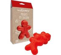 6 Moules Silicone Individuels Ginger - Scrapcooking - Rouge - Silicone Multicolore G