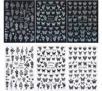 6 Nail Art Stickers - Butterfly Nail Art Stickers - Self Adhesive Nail Art Decorative Nail Design Stickers