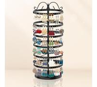 6 Niveaux Porte Boucles,Présentoir à Bijoux Rotatif,Arbre à Bijoux en Métal,Porte Bijoux 264 Trous pour 132 Paires de Boucles d’Oreilles,Présentoir de Bijoux Tours,Porte Boucles D'oreilles (Noir)