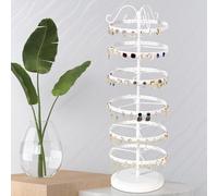 6 Niveaux Porte Boucles,Présentoir à Bijoux Rotatif,Arbre à Bijoux en Métal,Porte Bijoux 264 Trous pour 132 Paires de Boucles d’Oreilles,Présentoir de Bijoux Tours,Porte Boucles D'oreilles (Blanc)