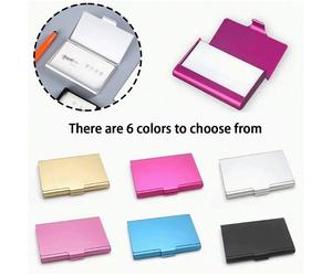 6 options de couleurs, boîte à cartes postales en alliage d'aluminium épais, porte-cartes de visite grande capacité unisexe, pratique pour transporter, cadeau pour les amis, cadeaux d'exposition Noir 