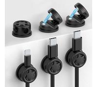 6 Organisateurs de Câbles Magnétiques [Rotatifs à 360°] - Clips Auto-Adhésifs pour Câble de Charge, USB, HDMI sur Bureau, Table de Chevet ou dans la Voiture