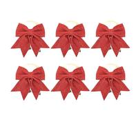 6 ornements de nœuds à paillettes, nœuds décoratifs multifonctions pour arbre de Noël, Saint-Valentin, mariage et fête, nœuds en éponge scintillants avec suspension flexible, (Rouge)