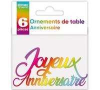 6 ornements de table anniversaire multicolore métallisé - surprisez vous odtmm00 Multicolore G