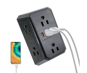 6-Outlet Wall Charger - Multiple Plug Extender with USB Ports | Portable Power Strip, Surge Protection Adapter, Travel Socket with Phone Tablet Charging for Business Trip Dorm Office Hotel