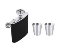 6 Oz Flasque à Whisky, 180ML Portable Flasque De Poche en Acier Inoxydable avec Entonnoir et 2 Verres à Liqueur Fiole à Alcool Flasques Whisky Fiole Alcool pour Voyage,Pêche,Camping et Escalade(Noir)