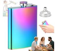 6 Oz Flasque Alcool Cachée, 170 ML Flasque Alcool Acier Inoxydable avec Entonnoir, Coloré Pocket Flagon pour Whisky, Vin, Étanche Caché Hip Flask pour Voyage,Pêche,Camping et Escalade