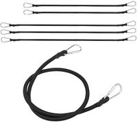 6 Pack 1m 1.5m Long Elastic Bungee Cord With Carabiner 10mm Thick Black With Hook Tightening Straps For Camping Tarpaulin Motorcycle