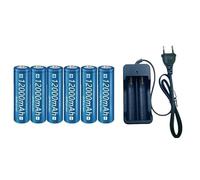6 Pack 3.7V 12000mAh Li-ION Batteries Rechargeables Compatibles avec Torches Lampes Frontales Ventilateurs Rasoirs Microphones Etc + Chargeur