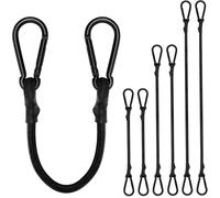 6 Pack Black Rubber Bungee Cord With Carabiner,3 Sizes 60cm 90cm 120cm Heavy Duty Camping Bicycle Car