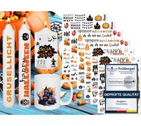 6 Pack Candle Tattoos (Over 200 Designs) Water Transfer Printing Candle Slider Film Candle Sticker Proverbs And Pictures Relax Gift (Halloween ¿)