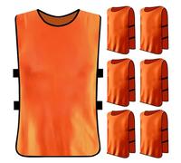 6 Pack Chasuble Football Adulte, Sport Dossard Homme et Femme, Chasuble de Entraînement Sport, Gilet Sport Adultes Maillots pour la Pratique du Football, Basket, Size xl (Orange)