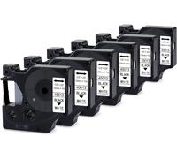 6 Pack Compatible D1 55000 12mm x 7m Black on White Replacement Label Tape D1 S0720530 Work with Label Manager 160 280 360D 420P 450D 500TS