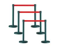 6 Pack Crowd Control Stanchions, Safety Barrier Posts with Weighted Base | Queue Barriers with Retractable Belts, for Hotel, Airport, Bank, Store and Events(Green,1.8m/5.9ft)