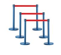 6 Pack Crowd Control Stanchions, Safety Barrier Posts with Weighted Base | Queue Barriers with Retractable Belts, for Hotel, Airport, Bank, Store and Events(Blue,1.8m/5.9ft)