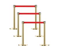 6 Pack Crowd Control Stanchions, Safety Barrier Posts with Weighted Base | Queue Barriers with Retractable Belts, for Hotel, Airport, Bank, Store and Events(Yellow,1.8m/5.9ft)