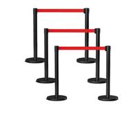 6 Pack Crowd Control Stanchions, Safety Barrier Posts with Weighted Base | Queue Barriers with Retractable Belts, for Hotel, Airport, Bank, Store and Events(Yellowish-black,1.8m/5.9ft)