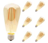 6 Pack E27 Ampoule Edison Retro 2W Filament LED ST64 Blanc Chaud 2200K Ampoule Vintage LED Remplacement à l'Halogène 20W Ampoule Filament AC 220V