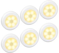 (6 Pack) Lampes Led À Détecteur, Lampe Led Avec Détecteur, Veilleuse Led Pour Escalier, Armoires, Placards, Facilité D'installation, Alimenté Par Batterie(Sans Piles)(Blanc Chaud)