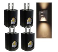 6-Pack LED Night Light Plug-in Wall Outlet Light, LED Wall Socket Night Light, Plug in Automatic Soft Warm White Illumination, Energy Efficient Compact Outlet Night Lamp for Bedroom(Black)