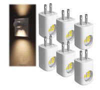 6-Pack LED Night Light Plug-in Wall Outlet Light, LED Wall Socket Night Light, Plug in Automatic Soft Warm White Illumination, Energy Efficient Compact Outlet Night Lamp for Bedroom(White)