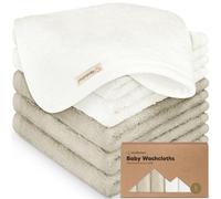 6-Pack Lingettes de Bébé en Bambou Bio - Douces, pour Enfants, Visage - Serviettes en Molleton (Blanc/Pierre)