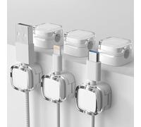 6 Pack Magnetic Cable Management, Charging Cable Magnetic Cable Organizer Storage Holder, Phone Charger Holder Clips, For Nightstand Kitchen Car Office (Crystal white*6)