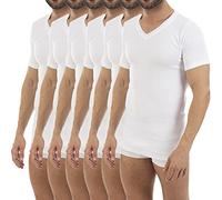 6 Pack Maillot de Corps Thermique L100V pour Hommes Manches, Courtes, Col en V
