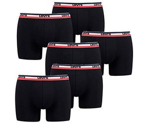 6-Pack Men's Levis SPRTSWR Logo Boxer Brief Boxer Shorts Underwear Pants, Farben:200 - Black, Größe Bekleidung:S