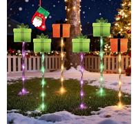 6-Pack Moving Solar Christmas Lights, Courtyard Tree Snowman Reindeer, LED Waterproof Solar Christmas Lights Outdoor Decorations, Solars & Battery Power, for Patio, Lawn & Pathway (C,Battery)