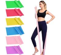 6 Pack Of 2m/1.8m Resistance Band For With 3 Levels Of Strength,Elastic Band For Physical Bodybuilding,Pilates,Yoga,Gymnastics For Men Women