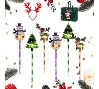 6-Pack of Moving Christmas Lights, Waterproof Solar Reindeer Power Christmas Tree Yard Stakes, Ground Lamp Solar Led Night, Can Design for Patio, Lawn & Pathway, Easy to Install, Durable (#01,Solar)