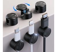 6 Pack Organisateur de Câbles, Chfeila [360° Rotatif Twist-Lock] Clips Magnétiques de Gestion de Câbles, Support Adhésif pour Table de Chevet/Voiture/Mur, Accessoires de Bureau Décor (Noir)