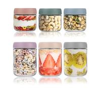 6 Pack Overnight oats Jar, Pot Yaourt en Verre Avec Couvercle, Bocaux en Verre Hermétique, mason jar pour Avoine Nocturnes, Salade, Yaourt, Pudding, bocal en verre avec couvercle