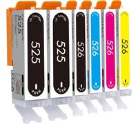 6-Pack PGI-525 CLI-526 Cartouches d'encre Compatible avec Canon 525 526, pour Pixma MG5150 MG5250 MG5350 IP4850 IP4950 IX6550 MX885 MX715 MX895