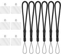 6 Pack Phone Lanyards-Removable And Adjustable Wrist Straps,Handsfree Lanyard With Attachment Tab For Universal Cover And Cases,Black + Transparent