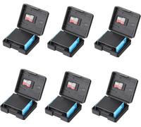 6 Pack Plastic Storage Box Compatible with GoPro 9/10 Hero Camera Batteries; Multi-function Battery Compartment Organizer with Card Slot, Black, Extra pocket