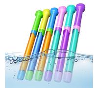 6 Pack Pull Out Pressurized Water Soaker Toy Candy Color EVA 32x3x3cm Summer Outdoor Pool Beach Party Water Set for Kids and Adults 4-12 Years Garden Fun Splash Game