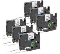 6 Pack Rubans Compatibles TZe-221 9mm Noir/Blanc pour Brother P-Touch