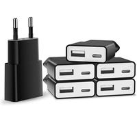6 Pack Usb Charger 5v/1a 2port Mini Usb Wall Charger Usb Mains Charger Universal Plug Adapter Compatible With Apple Iphone, Samsung, Nexus, Nokia, Huawei, Xiaomi, Htc, Sony, Lg (Black)