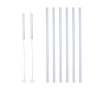 6 pailles de remplacement en plastique, pailles réutilisables avec 2 brosses de nettoyage, pailles transparentes pour gobelet de voyage, bouteille d'eau
