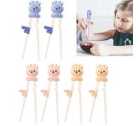6 Paires Baguette Chinoise pour Enfant, 18cm Baguettes pour Enfants, Baguettes Chinoises avec Aide Apprentissage, Baguettes Chinoises Plastique, Réutilisables, Motif Animalier, pour Enfants Débutants